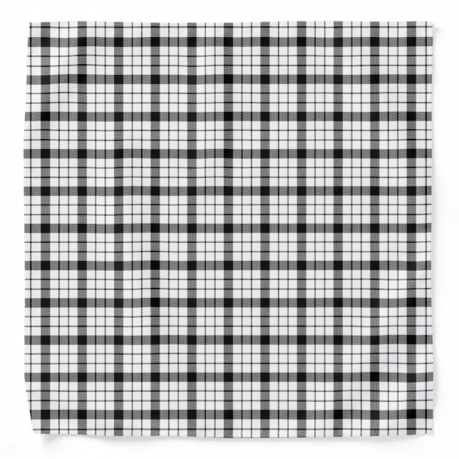 MacFarlane tartan black white plaid Bandana (Front)