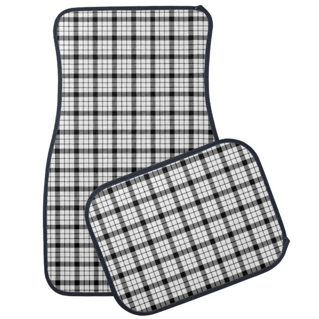 MacFarlane tartan black white plaid Car Mat (Set)