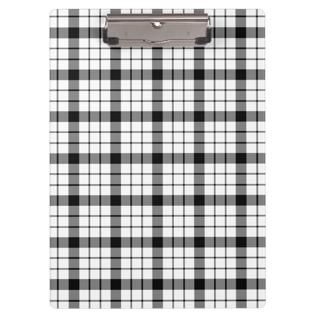 MacFarlane tartan black white plaid Clipboard (Front)