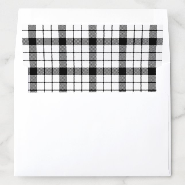 MacFarlane tartan black white plaid Envelope Liner (In Envelope)