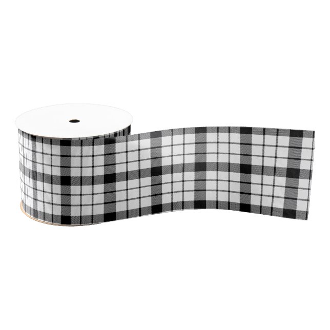 MacFarlane tartan black white plaid Grosgrain Ribbon (Spool)