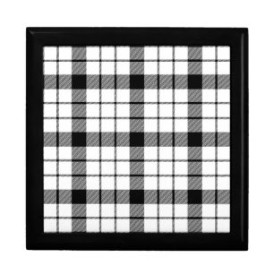 MacFarlane tartan black white plaid Jewelry Box