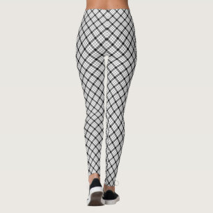 MacFarlane tartan black white plaid Leggings