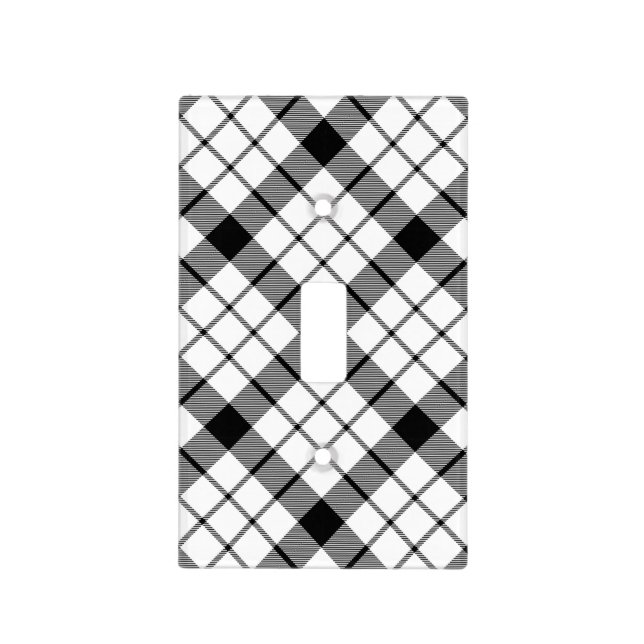 MacFarlane tartan black white plaid Light Switch Cover (Front)