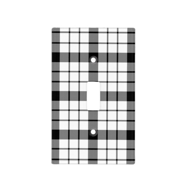 MacFarlane tartan black white plaid Light Switch Cover (Front)