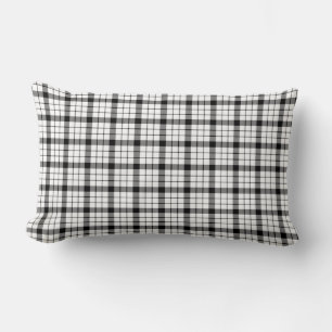 MacFarlane tartan black white plaid Lumbar Pillow