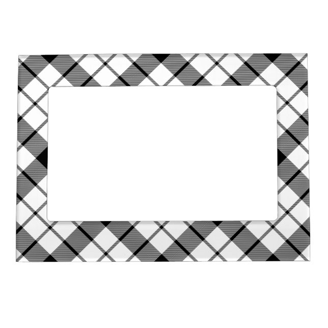 MacFarlane tartan black white plaid Magnetic Picture Frame (Front)