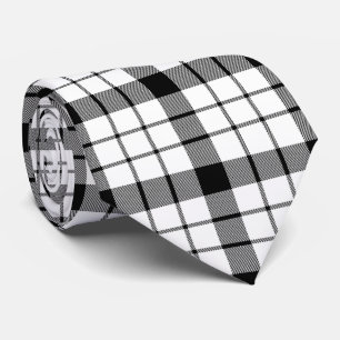MacFarlane tartan black white plaid Neck Tie