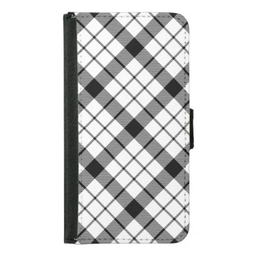 MacFarlane tartan black white plaid Wallet Phone Case For Samsung Galaxy S5