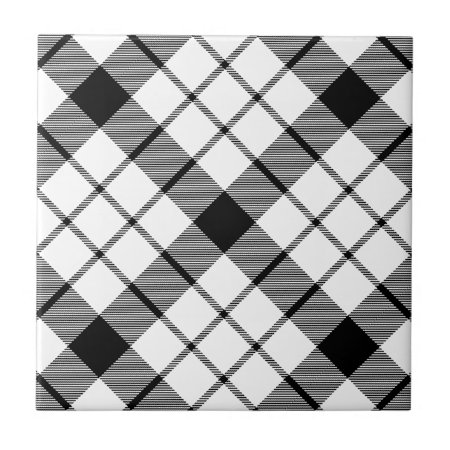 Macfarlane Tartan Black White Plaid Tile