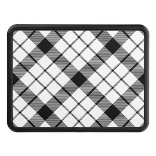MacFarlane tartan black white plaid Tow Hitch Cover