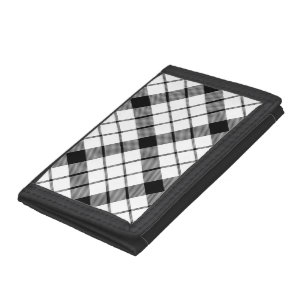 MacFarlane tartan black white plaid Tri-fold Wallet