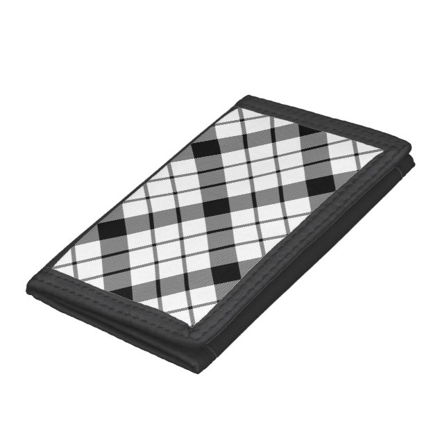 MacFarlane tartan black white plaid Tri-fold Wallet (Bottom)