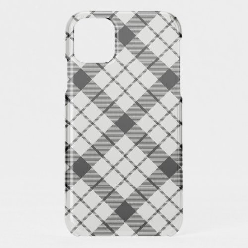 MacFarlane tartan black white plaid iPhone 11 Case