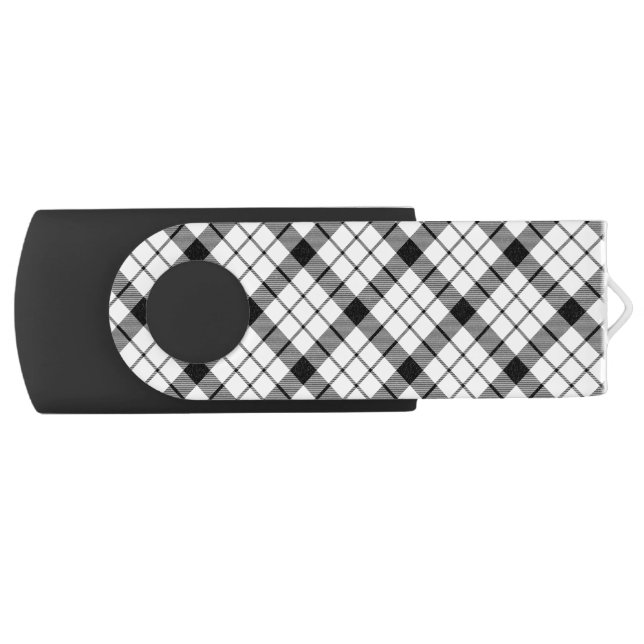MacFarlane tartan black white plaid USB Flash Drive (Front)