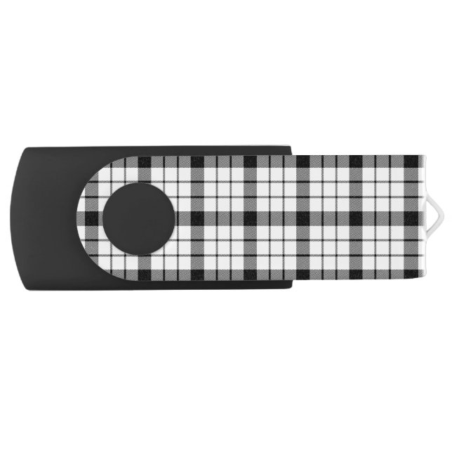 MacFarlane tartan black white plaid USB Flash Drive (Front)