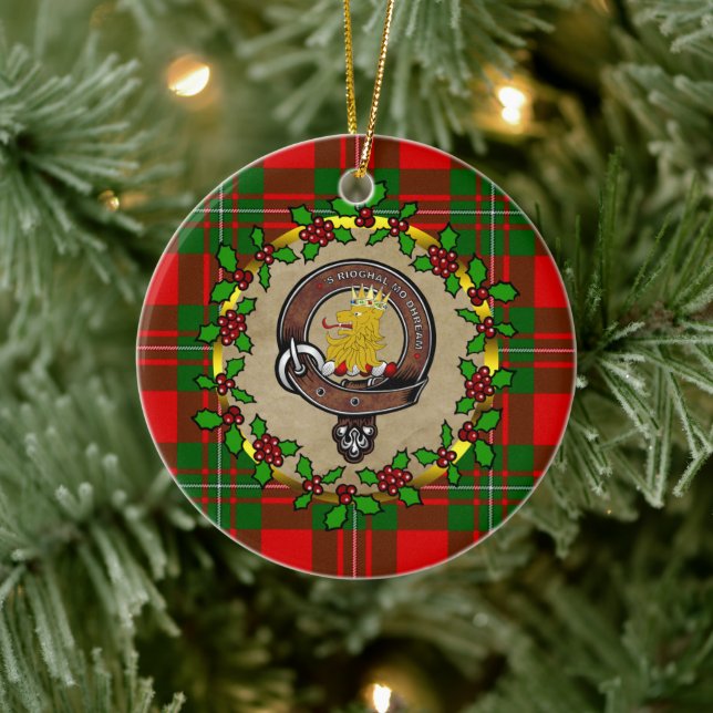 MacGregor  Badge & Tartan Personalized Christmas Ceramic Ornament (Tree)
