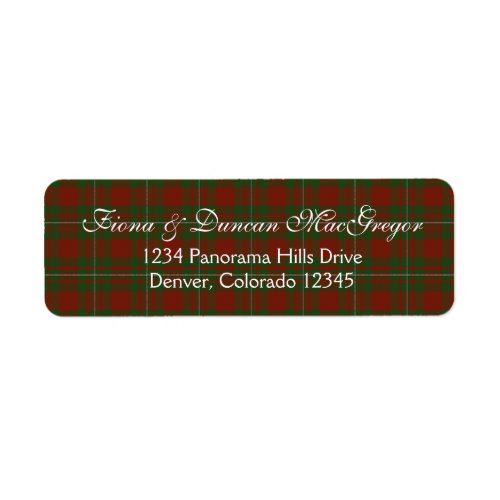 MacGregor Cardney Tartan Scottish Return Address Label