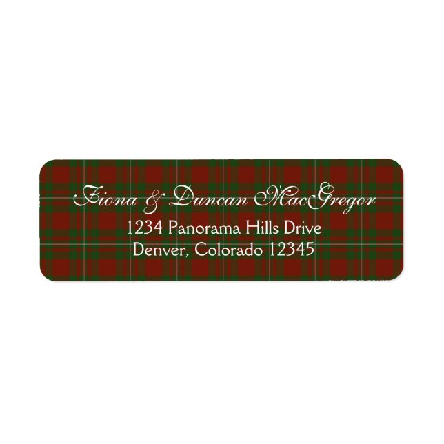 MacGregor Cardney Tartan Scottish Return Address Label (Front)