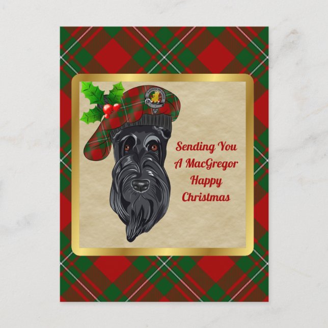 MacGregor Clan Badge & Tartan Christmas Postcard (Front)
