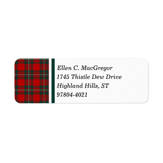 MacGregor Clan Red and Forest Green Tartan Label (Front)