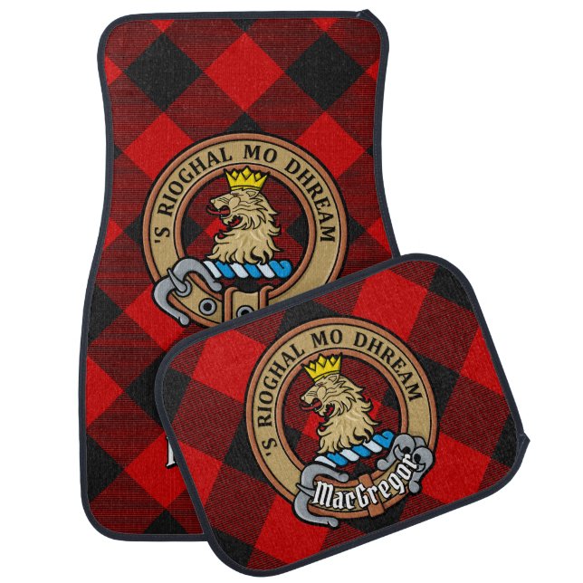 MacGregor Crest over Rob Roy Tartan Car Floor Mat (Set)