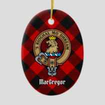 MacGregor Crest over Rob Roy Tartan Ceramic Ornament