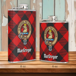 MacGregor Crest over Rob Roy Tartan Flask