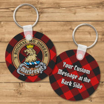 MacGregor Crest over Rob Roy Tartan Keychain