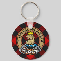 MacGregor Crest over Rob Roy Tartan Keychain