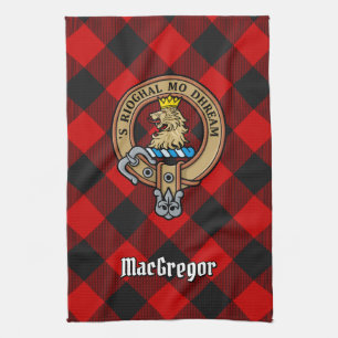 MacGregor Crest over Rob Roy Tartan Kitchen Towel