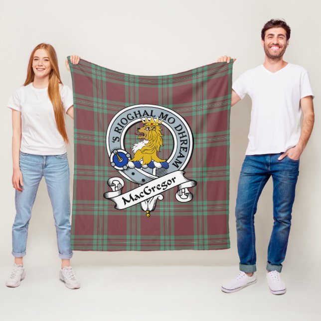 MacGregor Hunting Ancient Clan Badge Tartan Plaid Fleece Blanket (In Situ)