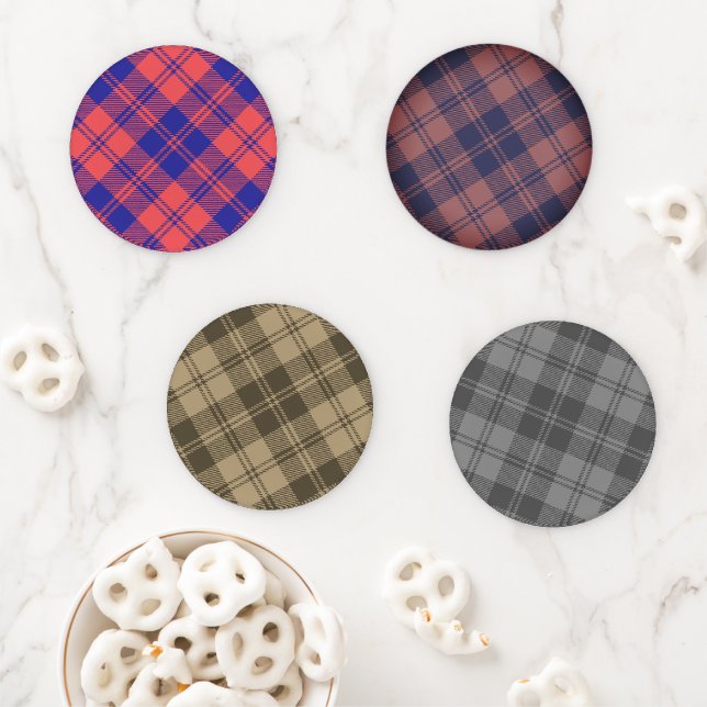 MacGregor of Glengyle Clan Scottish Tartan Plaid Coaster Set (In Situ)