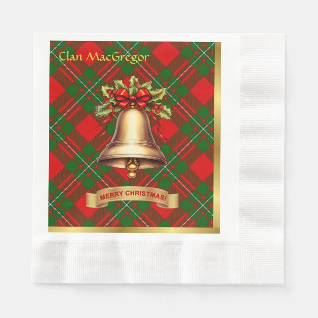 MacGregor Personalized Tartan Christmas Napkins (Front)