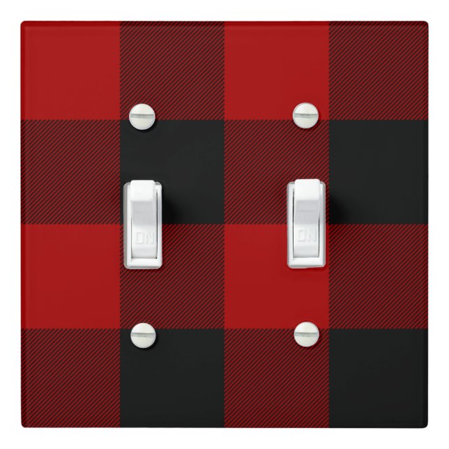 MacGregor | Rob Roy | Buffalo Plaid Red Tartan Light Switch Cover (In Situ)