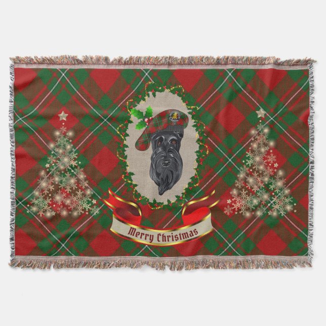 MacGregor Scottie Dog Christmas Throw Blanket (Front)