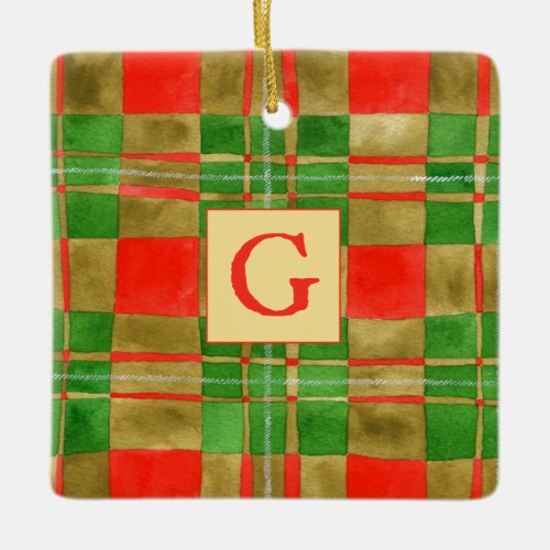 MACGREGOR TARTAN Ceramic Square Ornament  Initial