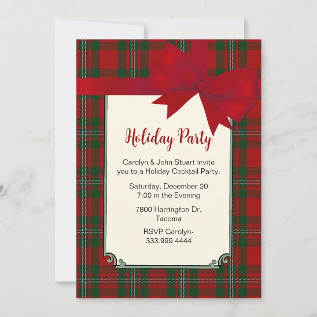 MacGregor Tartan Plaid Custom Christmas Party  Invitation (Front)
