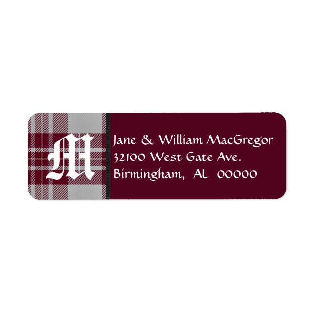 MacGregor Tartan Plaid Monogram Address Labels (Front)