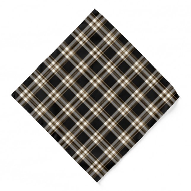 MacGuinness Tartan Black and Tan Plaid Pattern Bandana (Front)