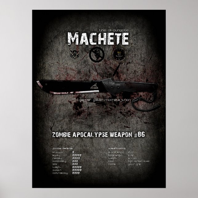 Machete zombie apocalypse poster (Front)