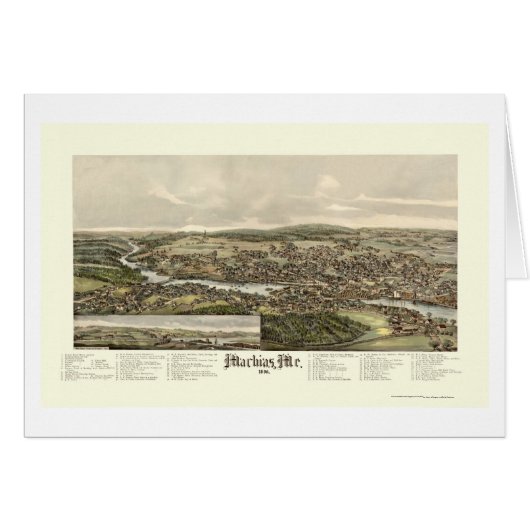 Machias, ME Panoramic Map - 1896 Cards (Front Horizontal)