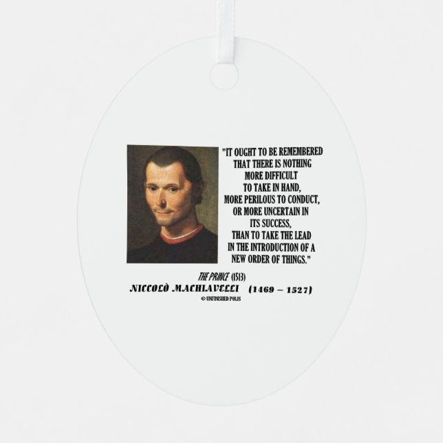 Machiavelli Lead Introduction New Order Of Things Metal Ornament (Front)