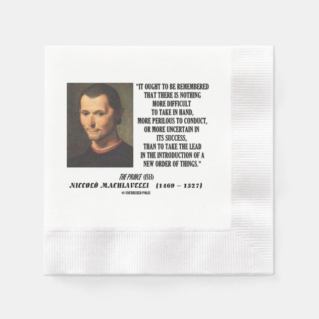 Machiavelli Lead Introduction New Order Of Things Napkins (Front)