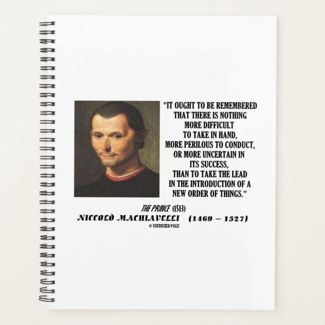 Machiavelli Lead Introduction New Order Of Things Planner (Front)