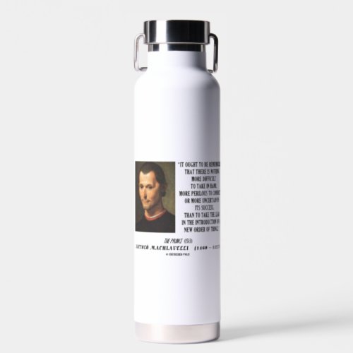 Machiavelli Lead Introduction New Order Of Things Water Bottle