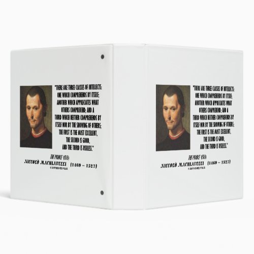 Machiavelli Three Classes Of Intellects Quote 3 Ring Binder