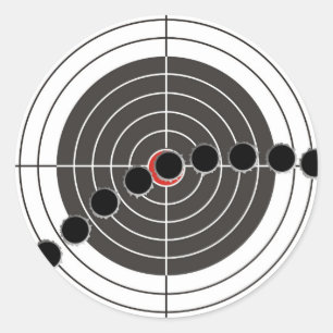 Machine gun bullet holes over shooting target classic round sticker