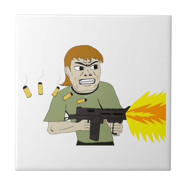 machine gunner  ceramic tile (Front)