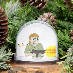 machine gunner snow globe